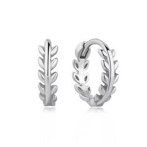 Cute Tiny little laurel leaf hoops in 925 sterling silver